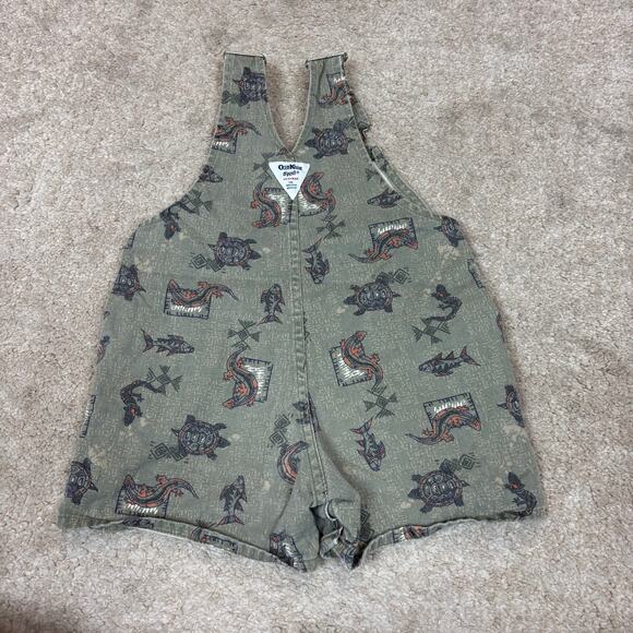 Vintage Oshkosh BGosh Vestbak Fish Turtle Lizard Overalls Baby Toddler 3T - Picture 3 of 8